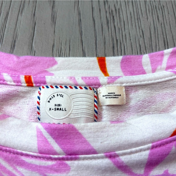 Anthropologie Pink & White Floral Print Top With Belted Waistband. Size Xs - Picture 6 of 9